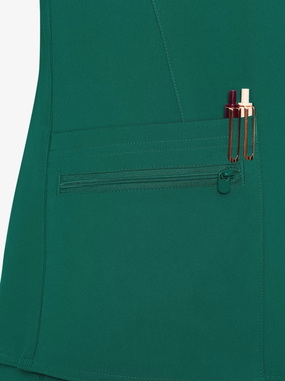 Med Couture Touch V-Neck Short Sleeve Scrub Top - Hunter - Picture 3 of 10